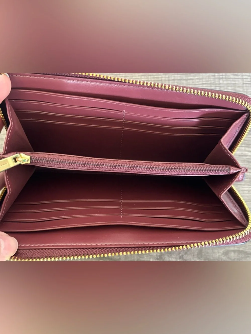 Coach Accordion Zip Wallet in Signature Canvas with Desert Tulip Print - Picture 8 of 14